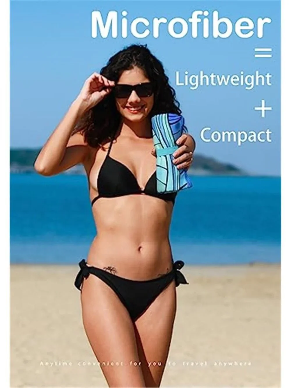 Thin Lightweight Microfiber Beach Towel Sand Free Quick Dry Absorbent Compact
